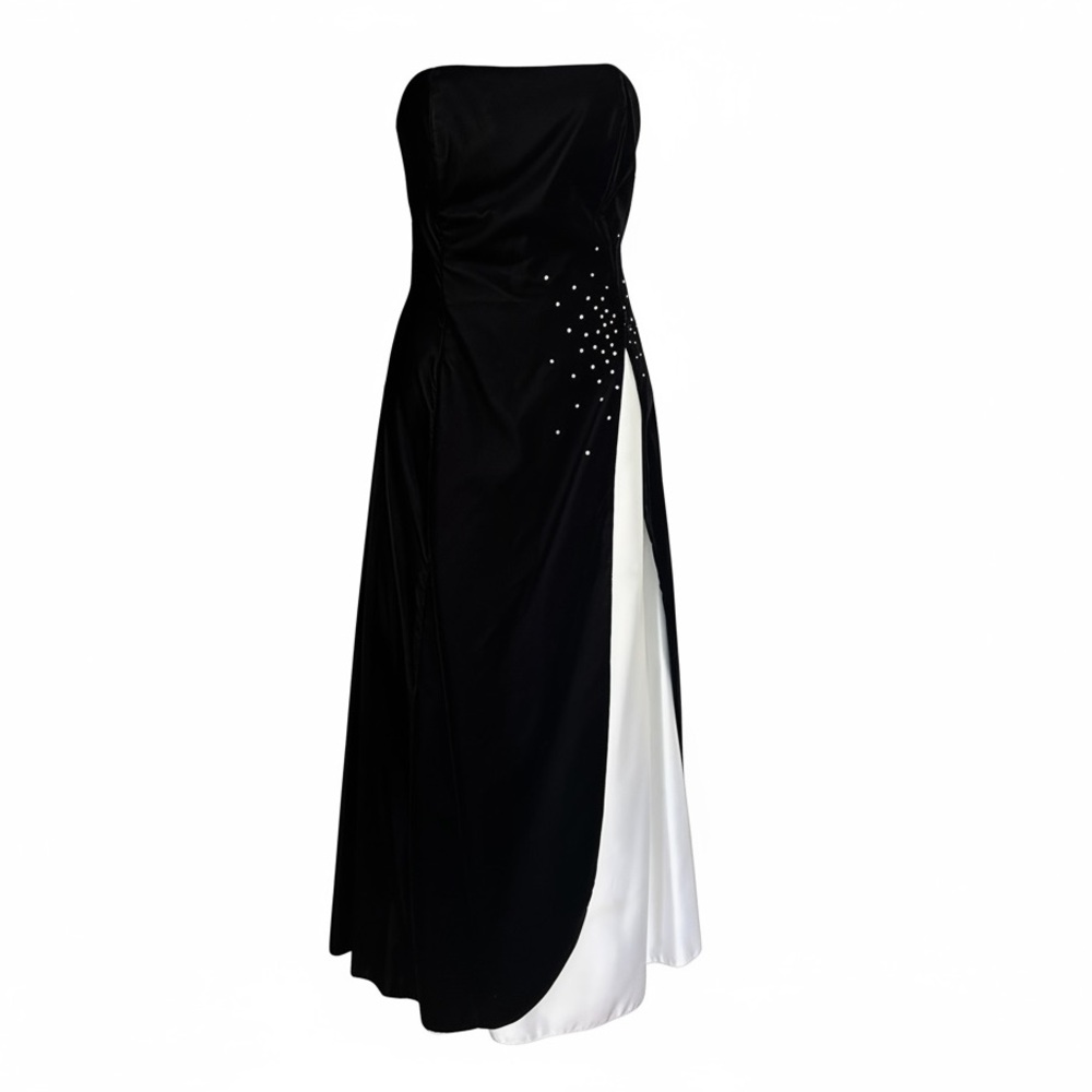Black and white Prom dress strapless size 16 Scott McClintock Evening Gown NWOT